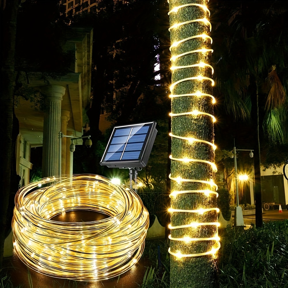 Guirlande solaire jardin micro LED fil cuivré - blanc chaud