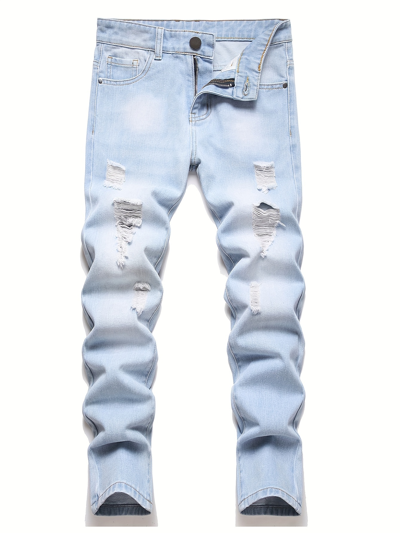 Kid's Ripped Black Jeans Street Style Denim Pants Cool Boys - Temu