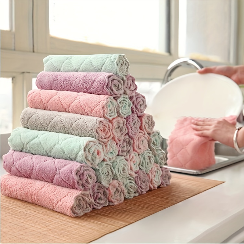 Lot de 8 serviettes de séchage à tissage gaufré en microfibre pour les  détails de la voiture, la cuisine et la maison, chiffon de nettoyage en
