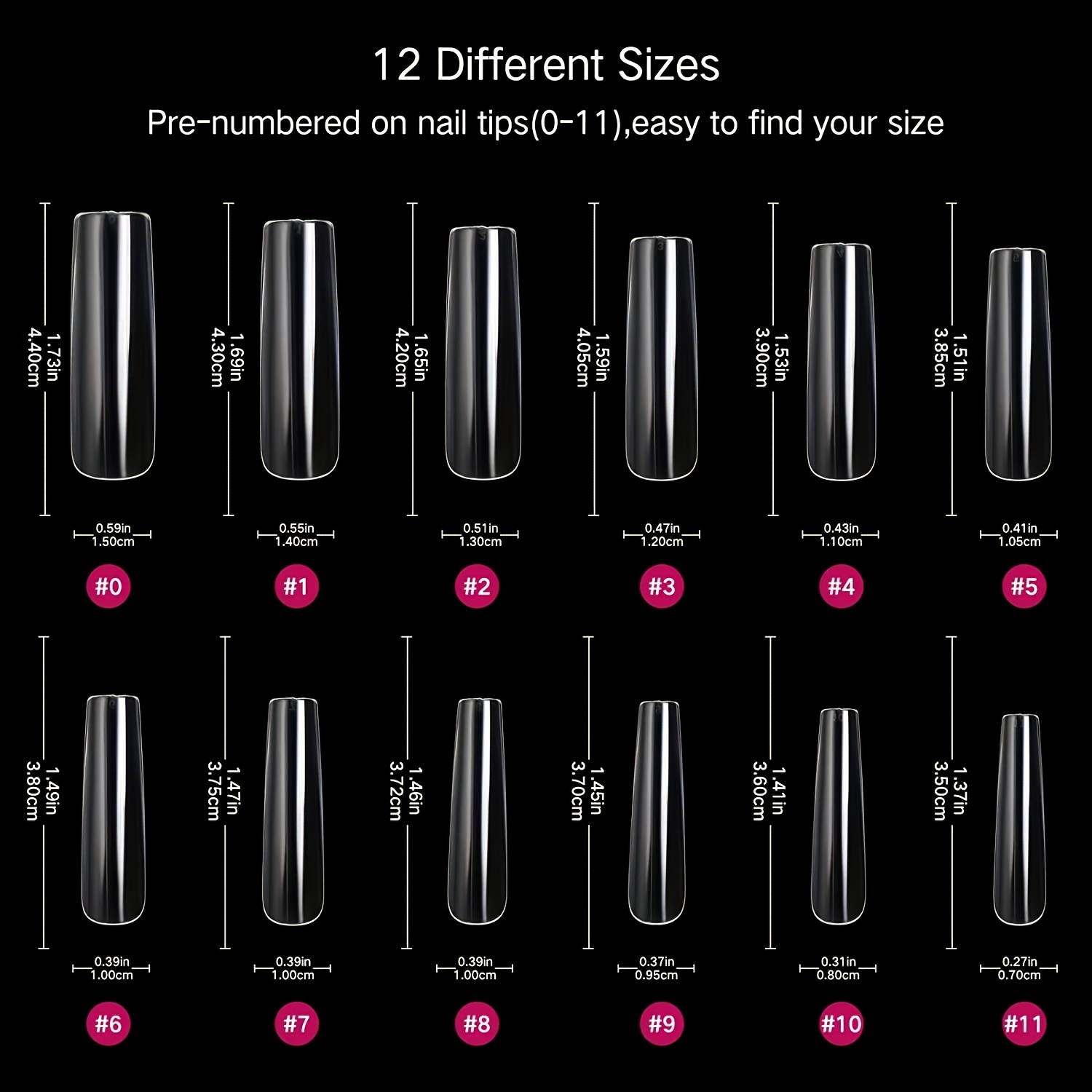 240Pcs Tapered Square Nail Tips Full Cover Press On Nails
