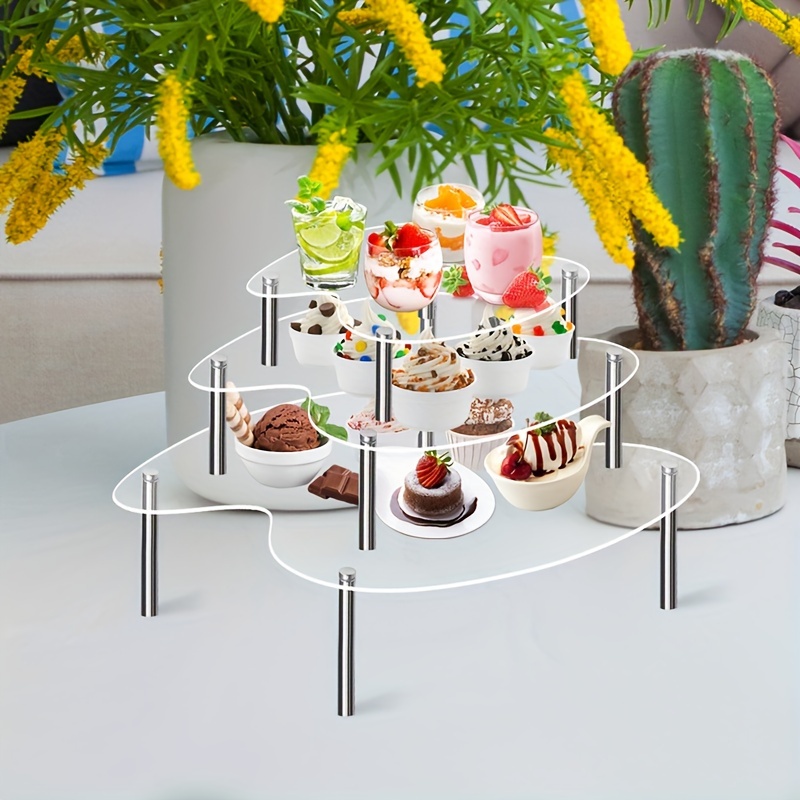 1pc Acrylic Dessert Display Stand, Buffet Tea Break Cake Dessert Service  Tray ,round Fruit Plate, Display Rack, For Home Wedding Holiday Birthday Tea
