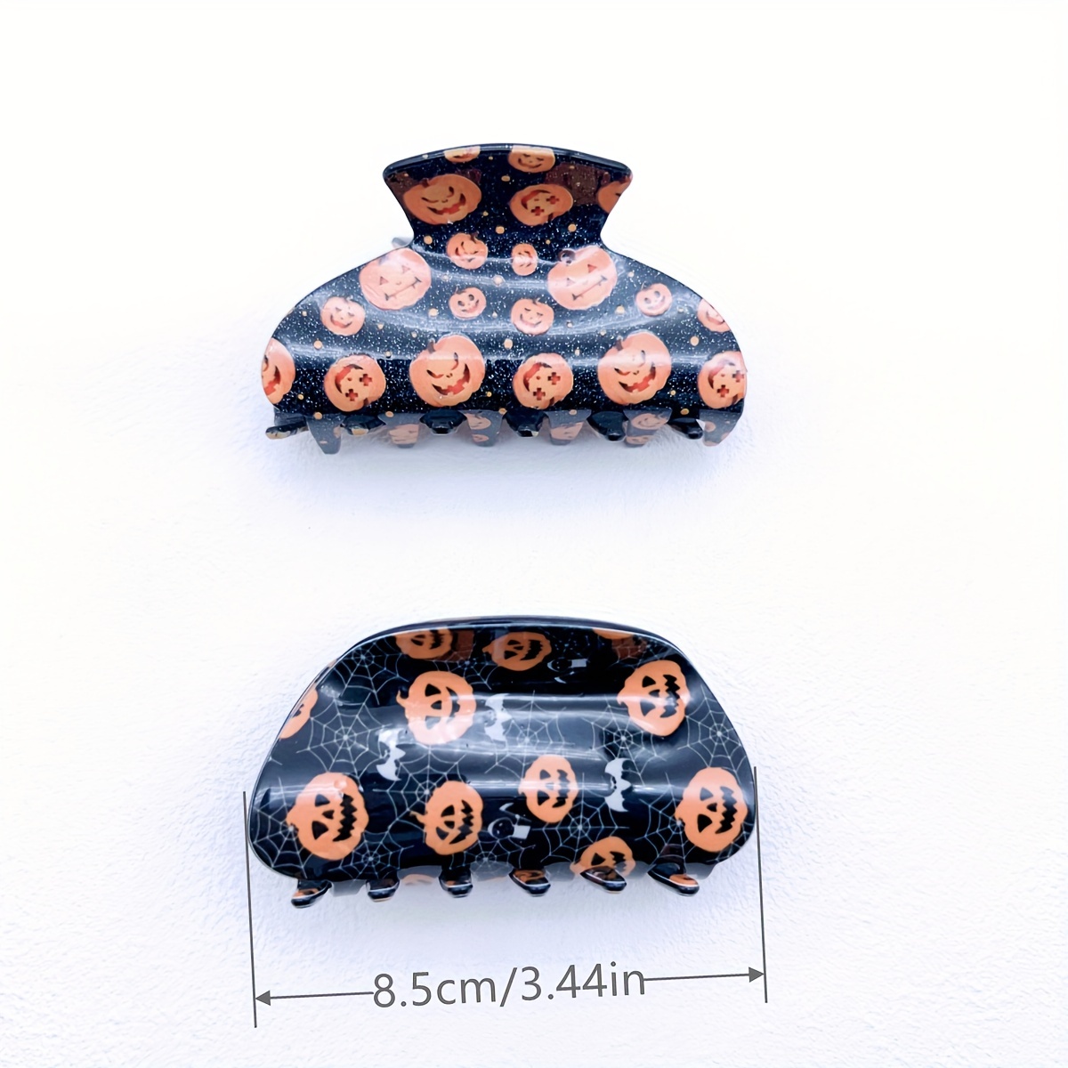 1pc Women Halloween Printed Acrylic Hair Claw Clip With Pumpkin Pattern