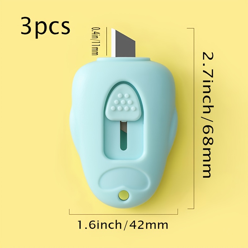 3 Pcs Mini Key Utility Knives Small Cute Box Cutter Tiny Keychain Package Opener Portable Retractable Letter Opener for Cutting Plastic Bags Express