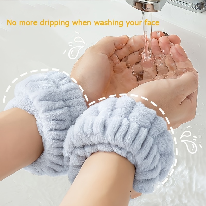 4 pares de muñequeras spa de microfibra, muñequeras para el lavado de la  cara, muñequeras absorbentes para mujeres, muñequeras para evitar que se