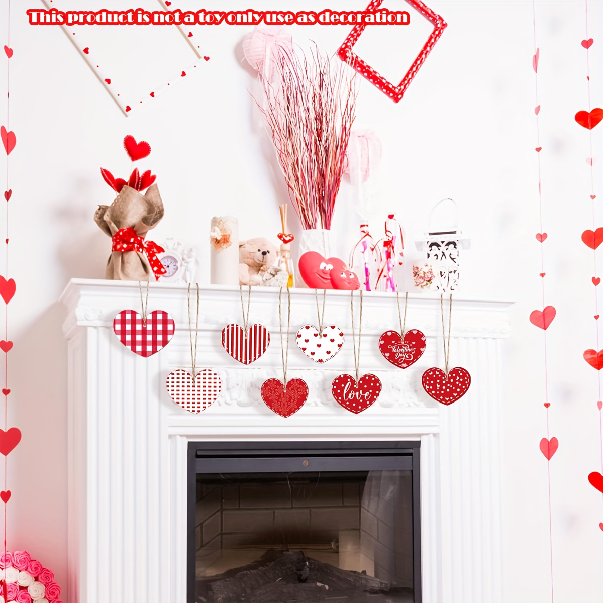 Valentine's Day Wooden Heart Ornaments Wooden - Temu