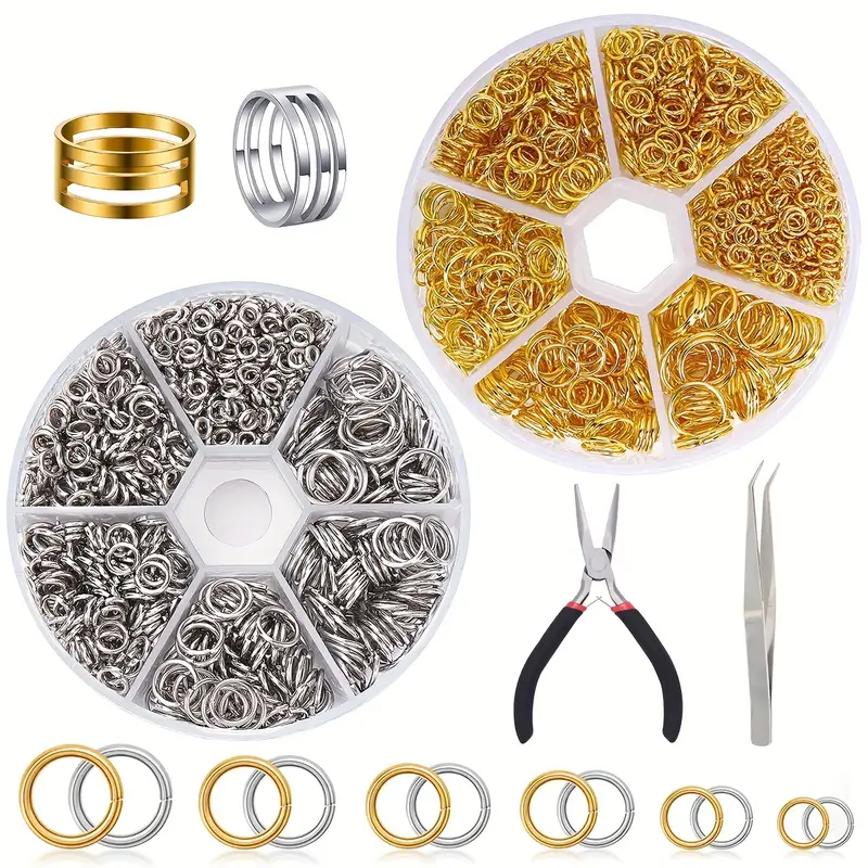  Jewelry Repair Kit - 4600 Pcs Silver and Gold Jump Rings for  Jewelry Making with Jump Ring Opener for Jewelry Making and Necklace Repair  (4/5/6/7/8 mm)