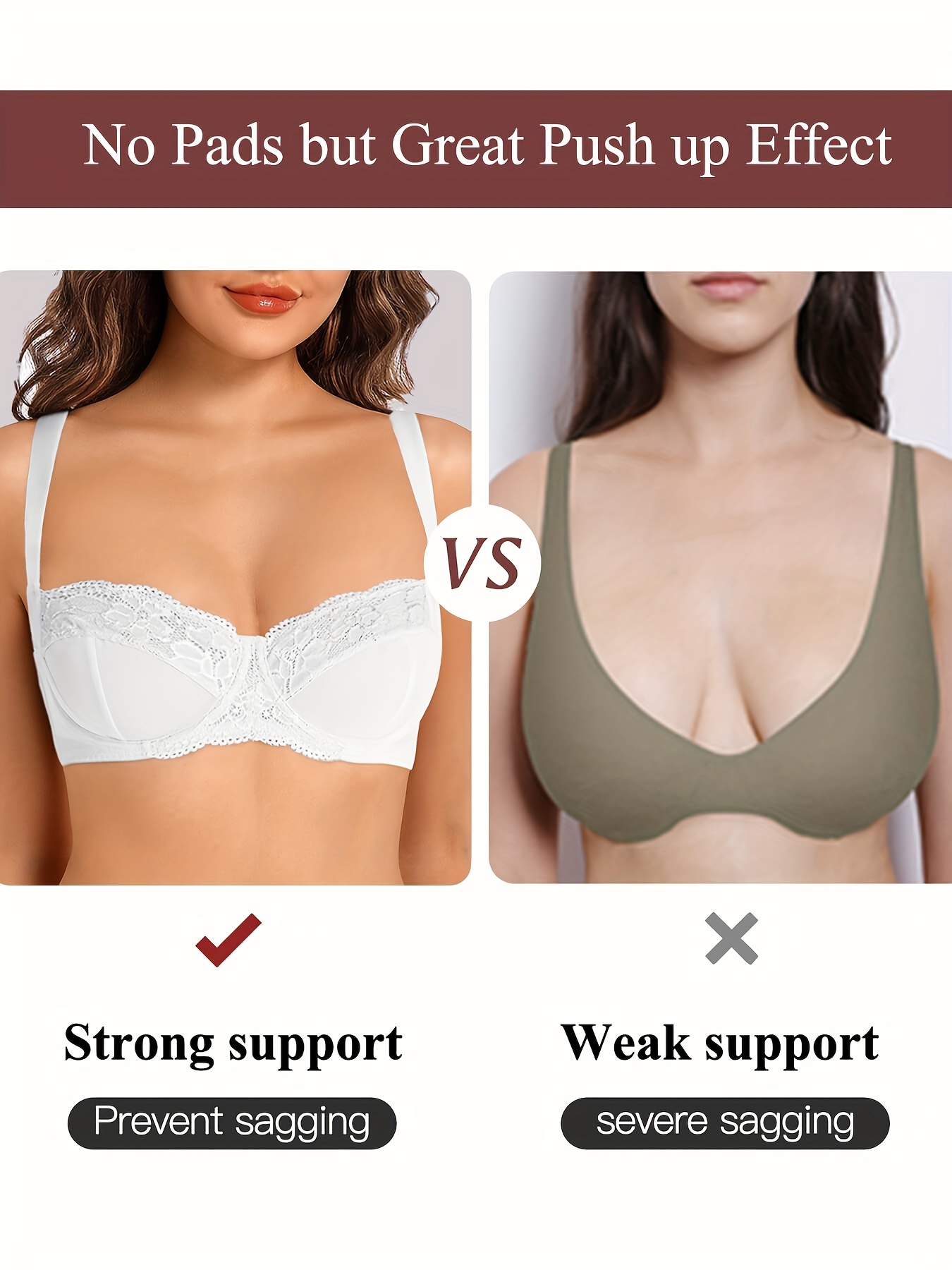 Contrast Lace Balconette Bra Comfy Breathable Push Unlined - Temu