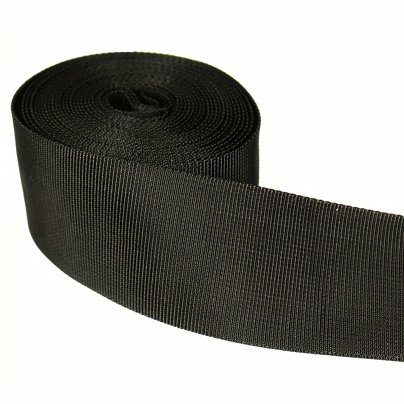 Flat Nylon Webbing Strap inch Yards for Backpack | Harfington, Black / 1Pcs