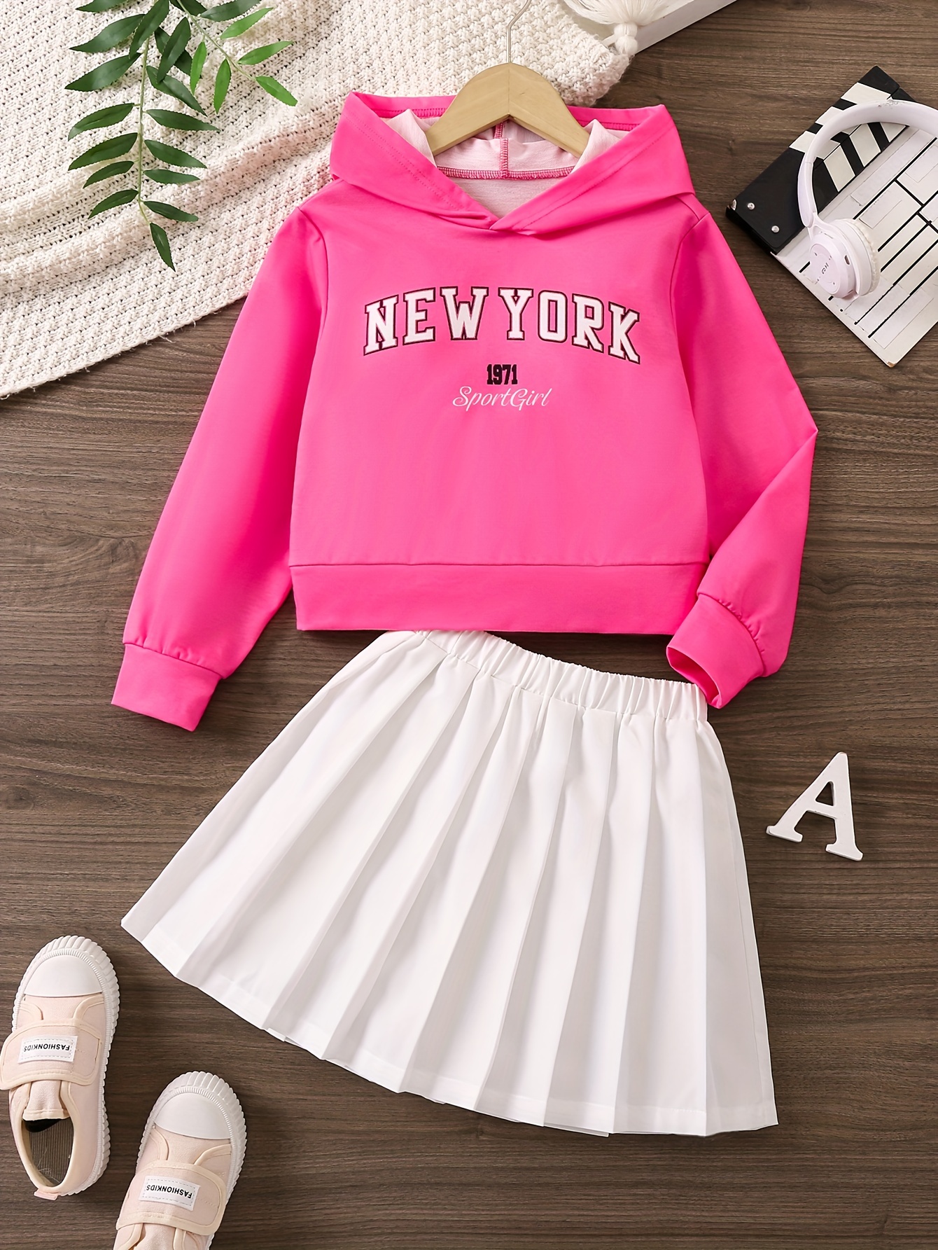 2pc Filles New York Imprimer Hoodies Jupe Pliss e Temu Belgium