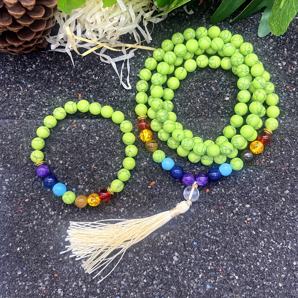 7 Chakra 108 Mala Beads Bracelet Necklace Set - Real Healing Gemstone Yoga  Meditation Prayer Bead Chakra Necklace