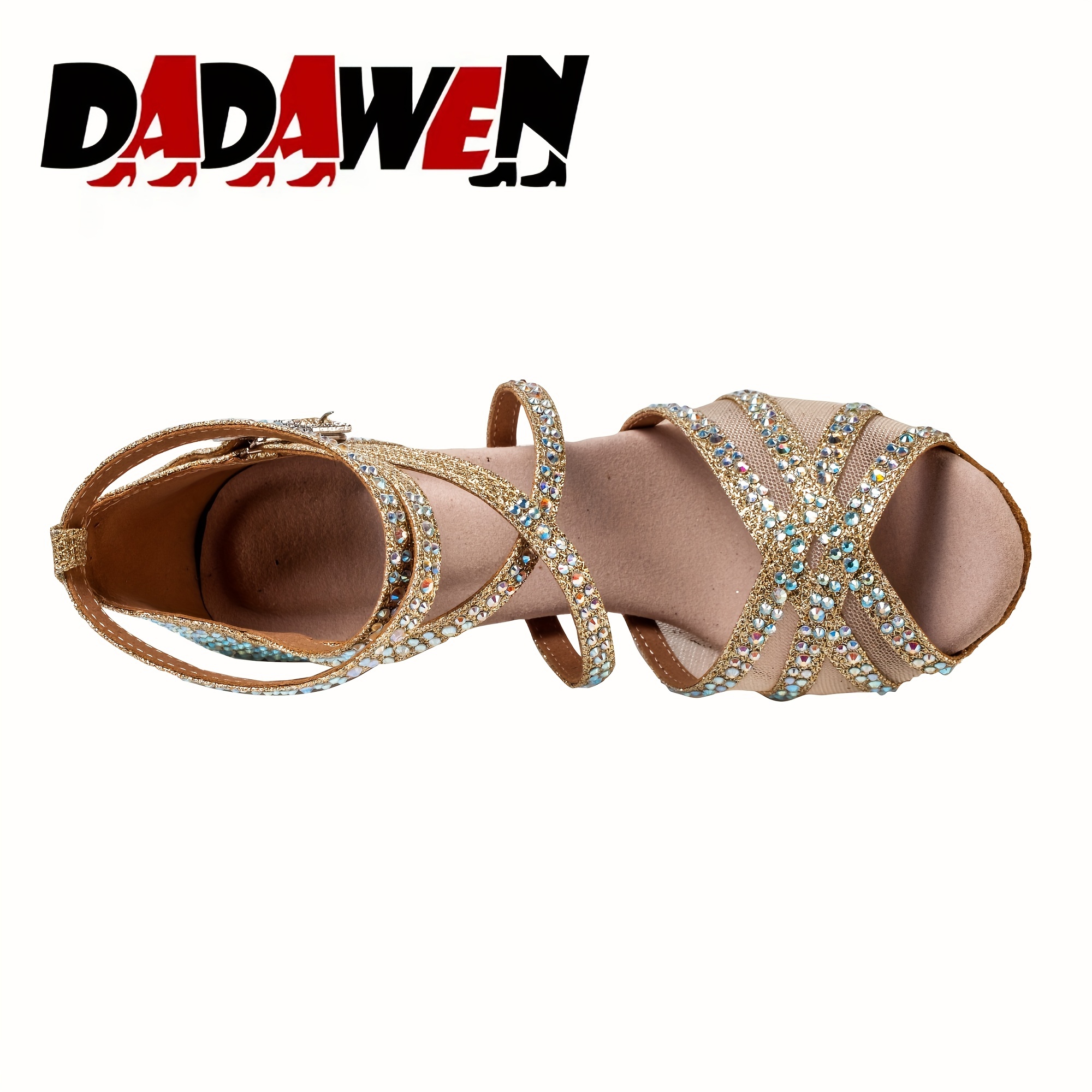 Colorful Rhinestone Heels Open Toe Strap Shoes Women's Pumps