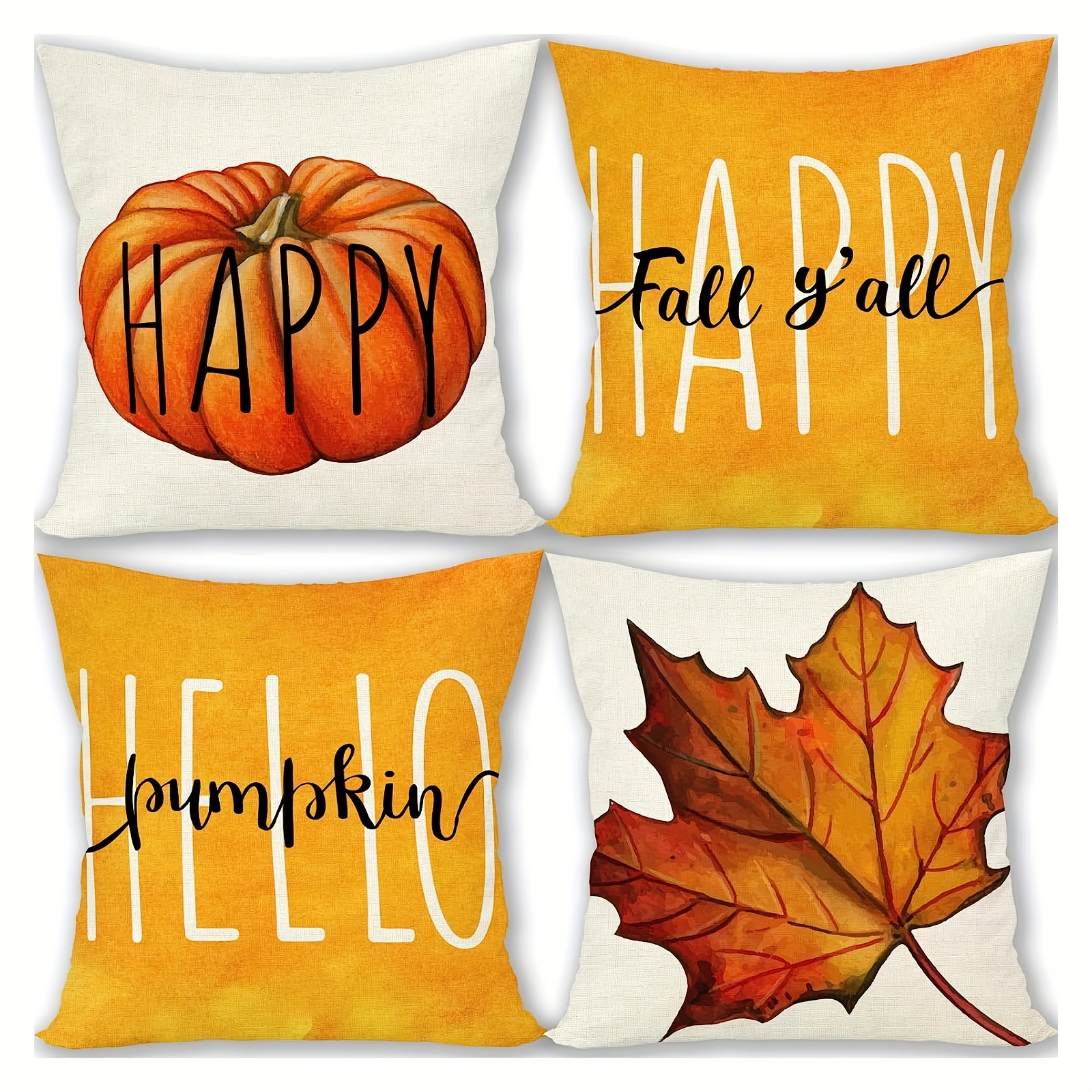 Autumn Decorative Pillow Case 1pcs Set Pumpkin Farmhouse Decoration Happy  Autumn Pumpkin Maple Leaf Pillow Giant