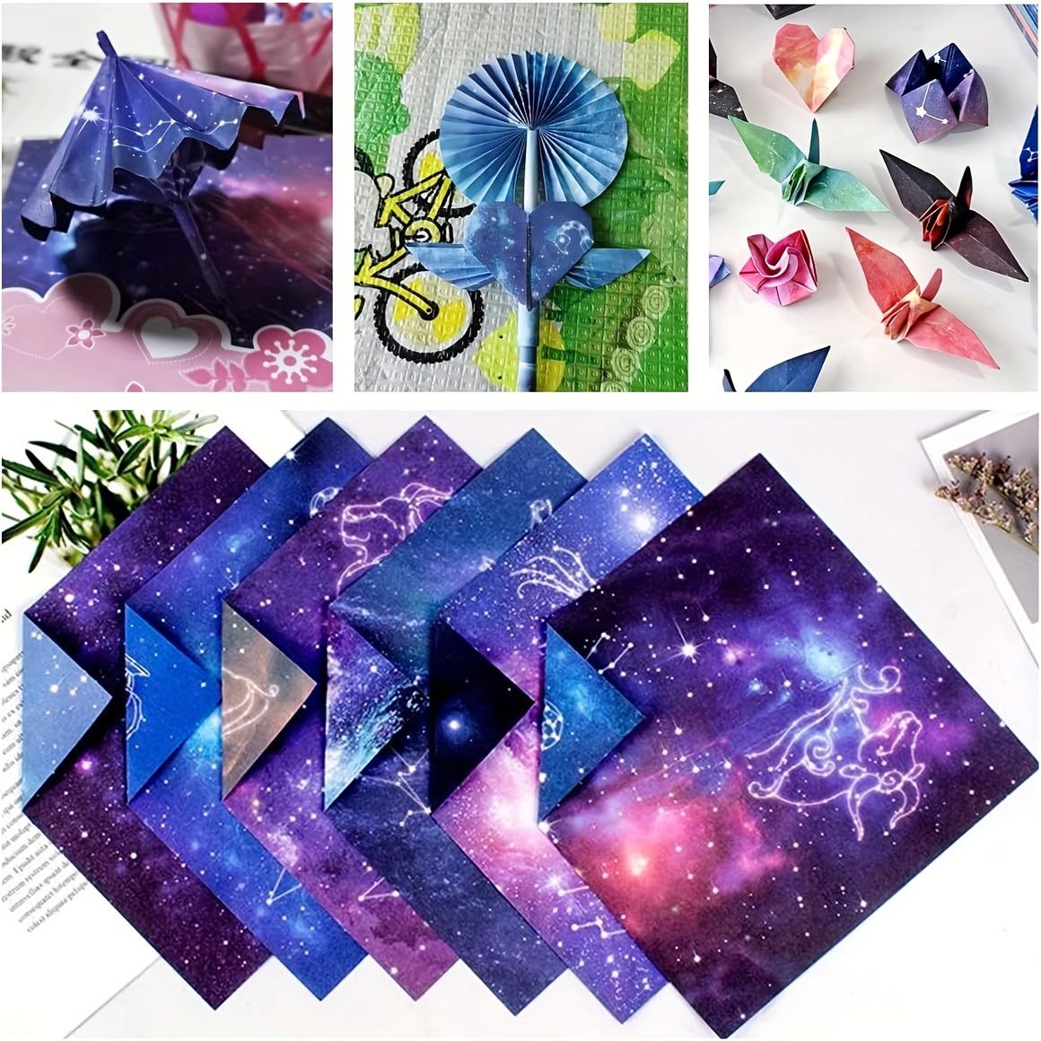 200pcs Origami Paper 6 x 6 inch Colored Double Sided Printed Scrapbook Paper Square Galaxy Outer Space Easy Folding Art Craft Paper for Kids Adults