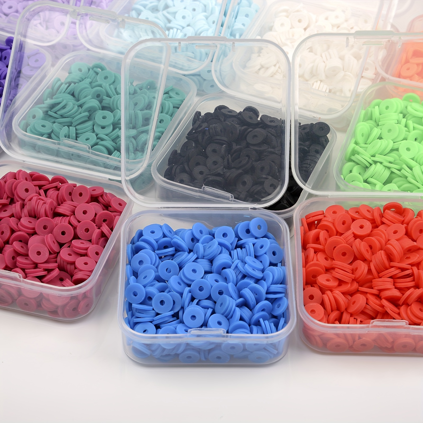 10packs 6mm Handmade Polymer Clay Beads Bulk Flat Round Spacer