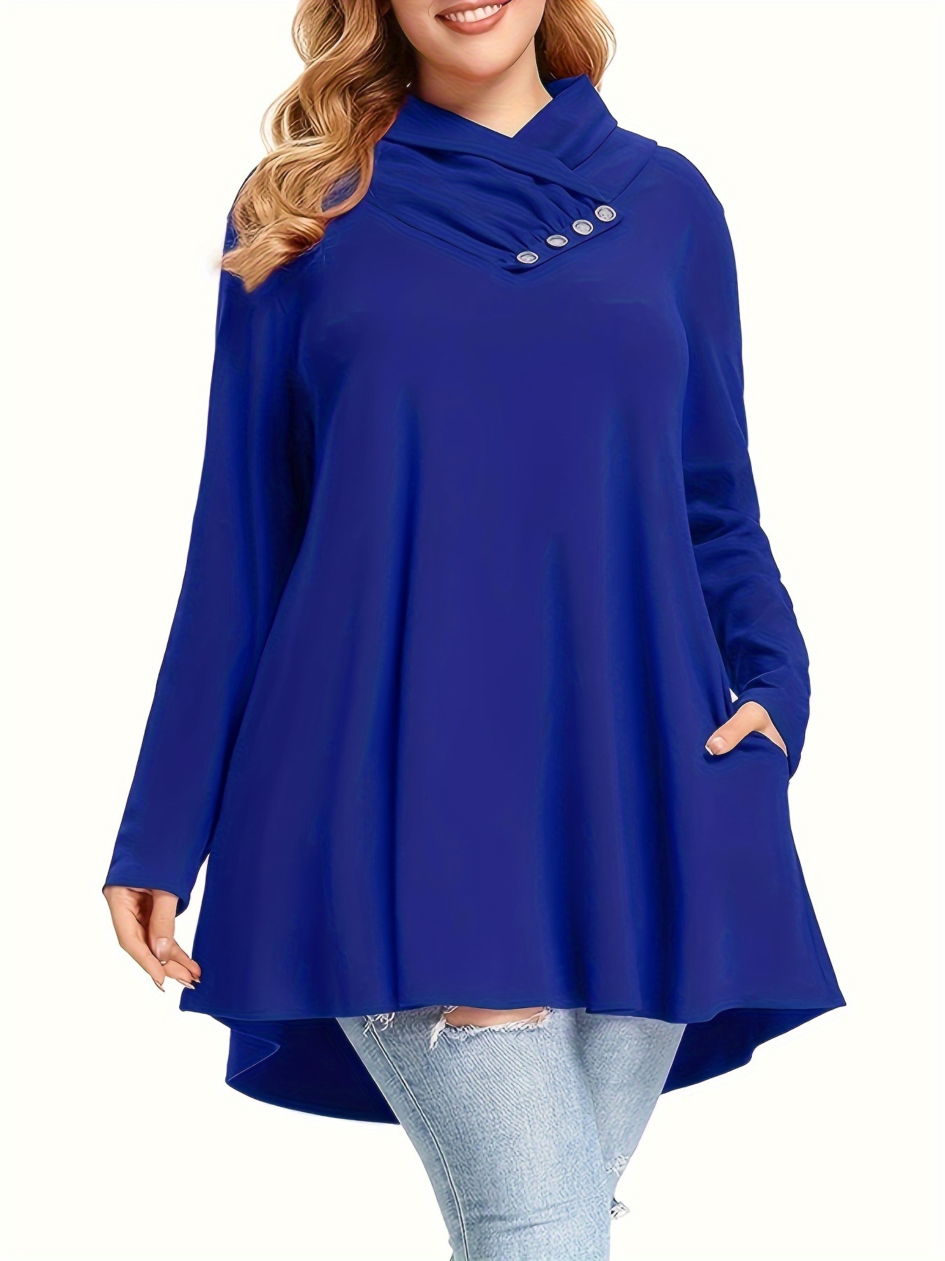 MyBen Navy blue Women Plus Size Tunics Styles, Prices - Trendyol