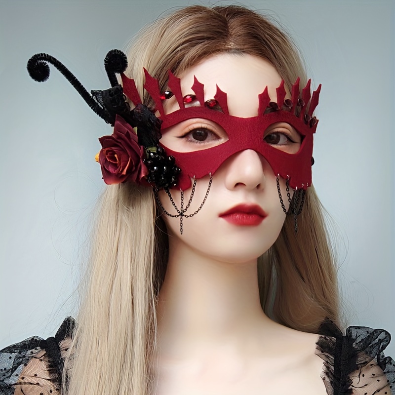 Rhinestone Masquerade Mask Women Venetian Mask Pretty - Temu
