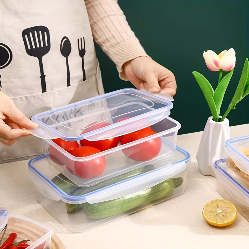 4pcs Airtight Rectangular Food Storage Container, Refrigerator Rectangular  Fresh-keeping Boxes, Microwave Heat-resistant Plastic Lunch Box, Meal Box