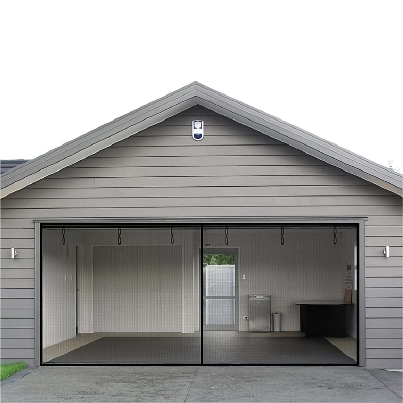 Puerta mosquitera, pantalla magnética para puerta de garaje reforzada,  puerta de malla de madera rústica a cuadros negros para patio/puerta  corrediza