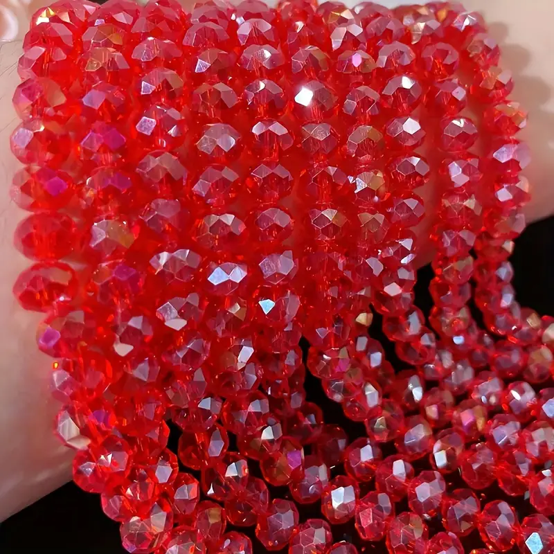 Bright Red Imitation Crystal Beads Faceted Round Loose - Temu