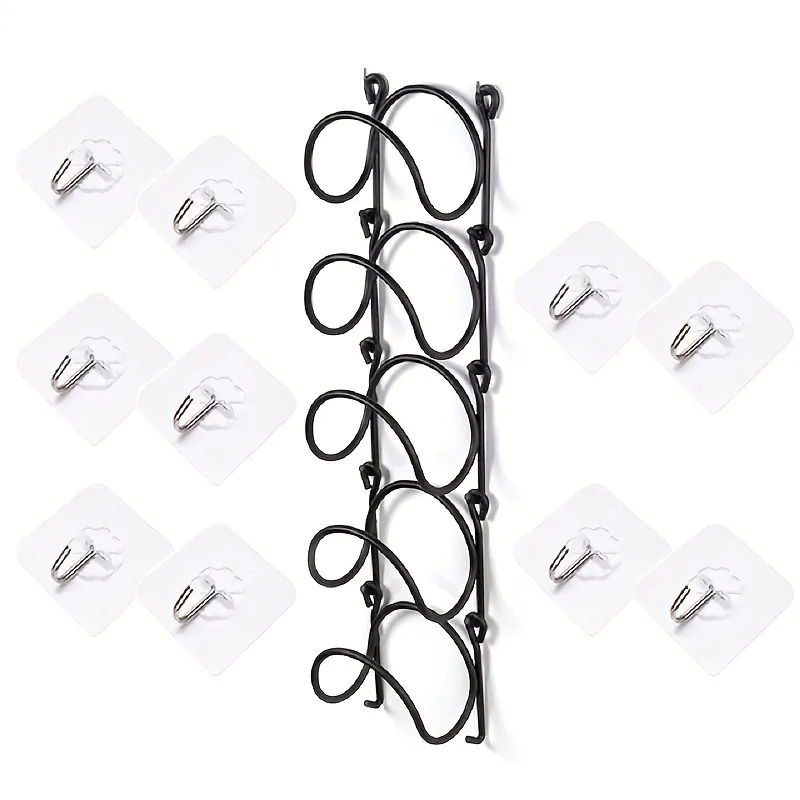 5pcs Towel Rack With Multiple Layers For Bathroom, Bathroom Accessories, Wall-Mounted Wine Storage And Display Rack For Living Room, Wall Decor