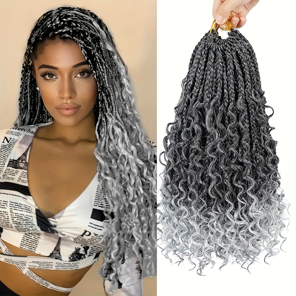 Goddess Box Braids Crochet Hair 10 Inch Bohemian Box Braids Crochet Hair  with Curly Ends Boho 3X Synthetic Crochet Braiding Hair for Women (8 pack