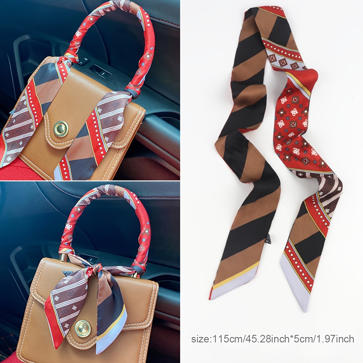 1Pcs Mini Ribbon Floral Scarf Handbag Handle Tie Bag Belt Strap