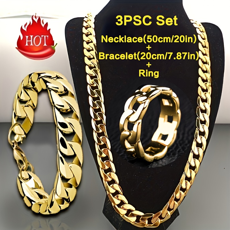 2pcs/set Conjunto Collar Cadena Acero Inoxidable Hombre - Temu