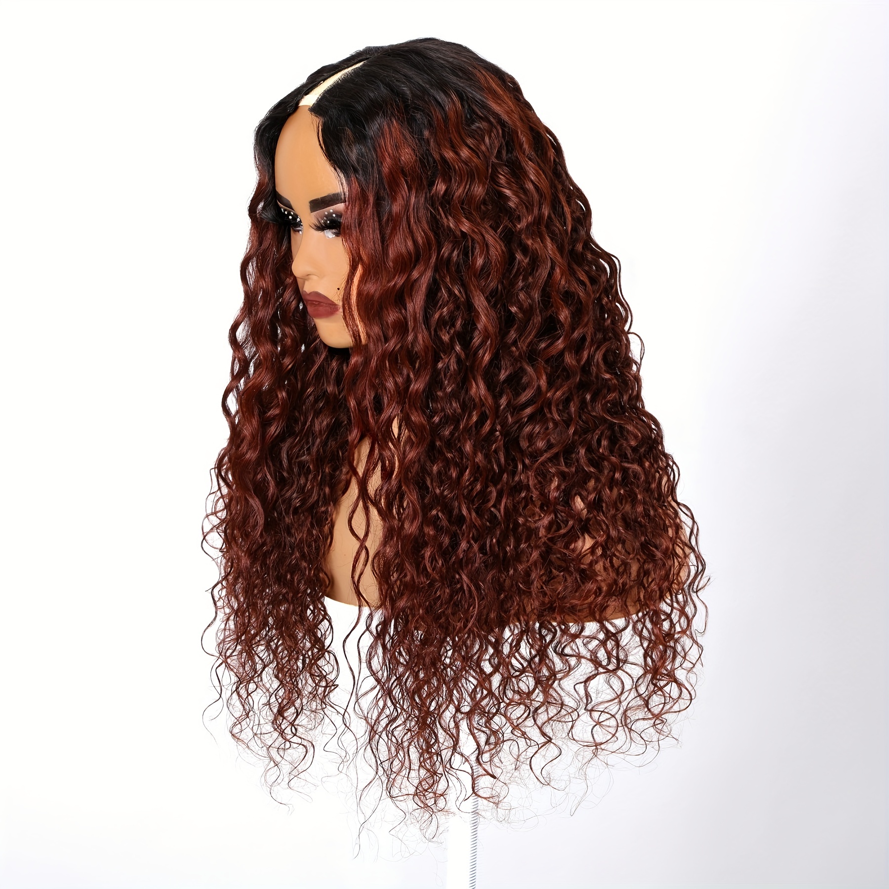 180 Density Human Hair Wig Reddish Brown Water Wave Temu Canada