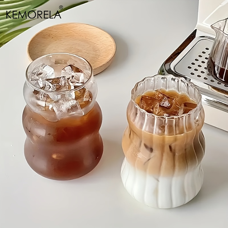 1pc Clear Glass Jar Shaped Cold Coffee Cup, 17oz