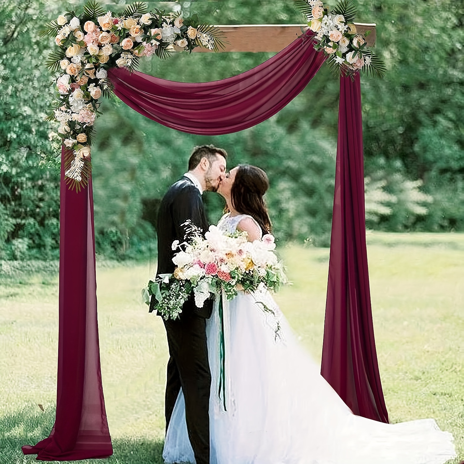 1pc White Wedding Arch Draping Fabric, Wedding Arch Drapes For Party