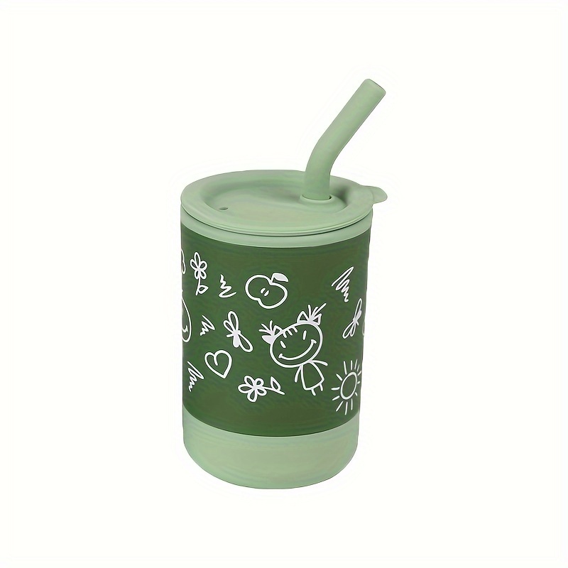 Plain Color Cup Spill Proof Sippy Cup With Straw Silicone - Temu