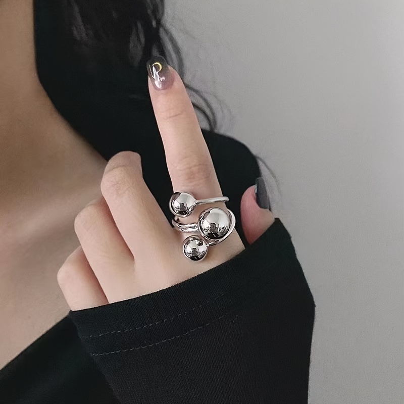 Adjustable Open Ring with Multiple Golden Balls