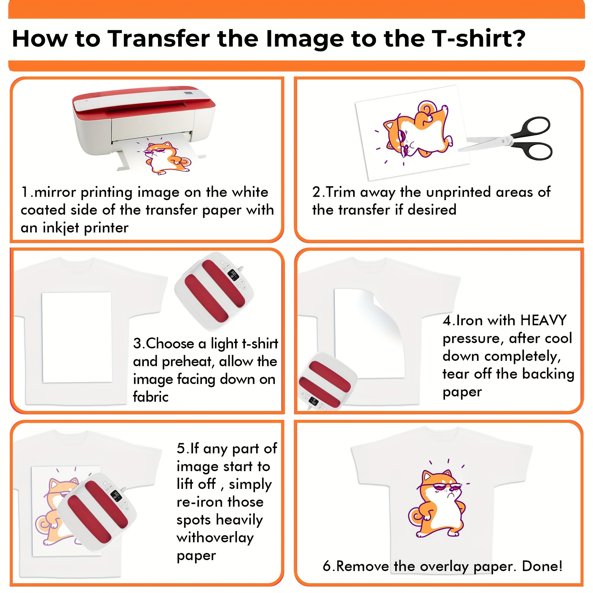 Iron On Heat Transfer Paper For Light T Shirts Clear - Temu