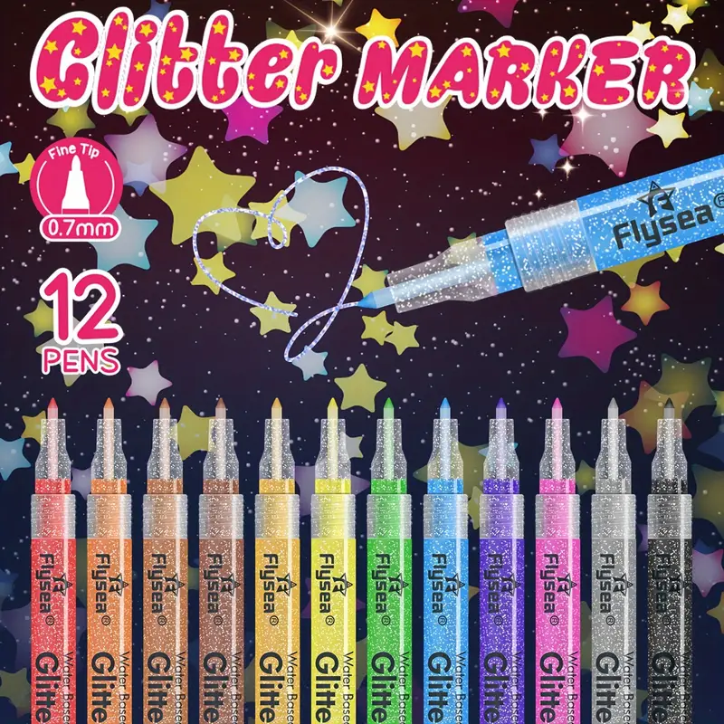 Glitter Gel Pens Colored Fine Tip Markers for Adult Coloring