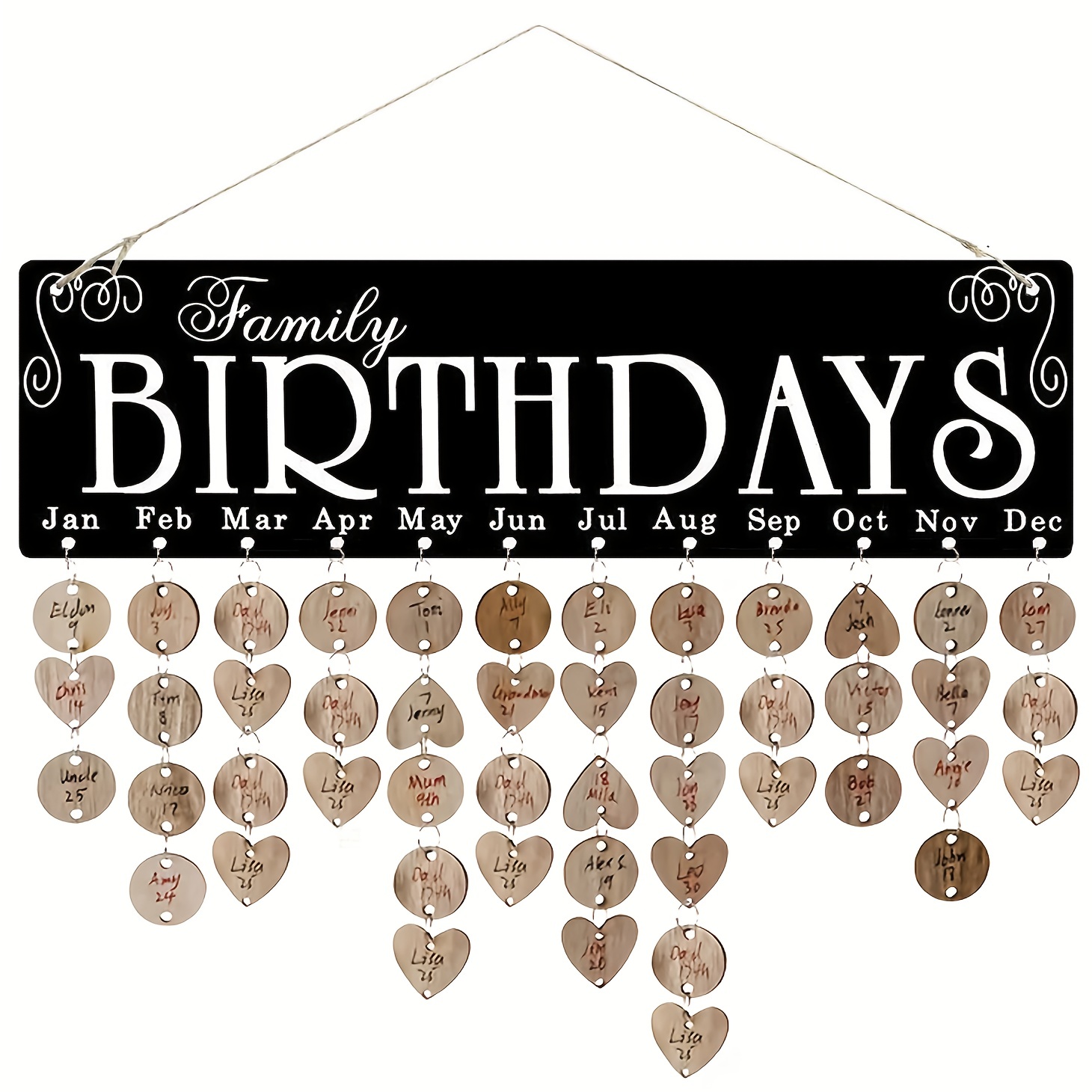 Calendrier d'anniversaire de famille en Bois Rappel Plaque Planche de fête  DIY Spécial Dates Planner Cadeau parfait