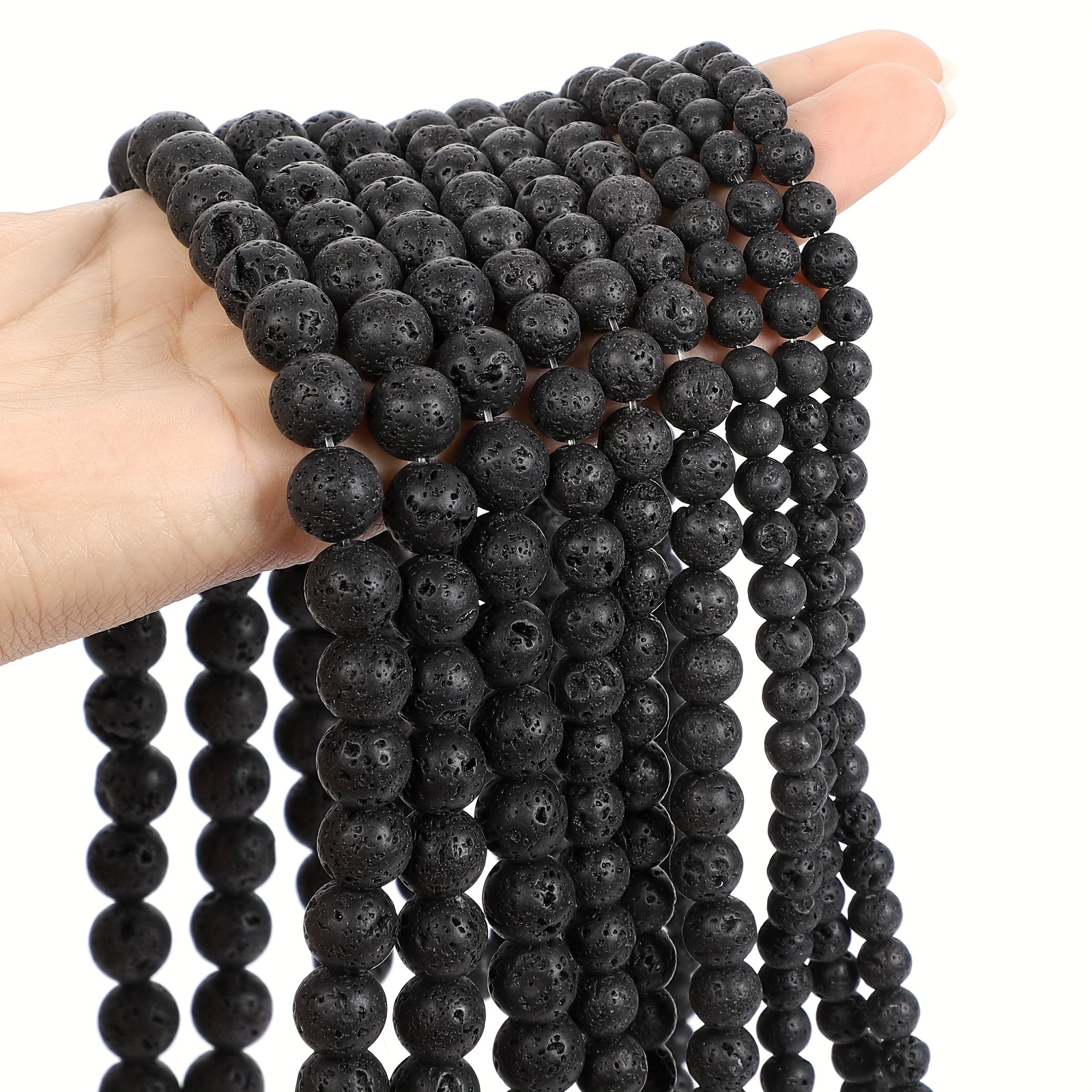 Black 6mm Polymer Clay Lava Beadsfull Strand6mm Lava Beads 