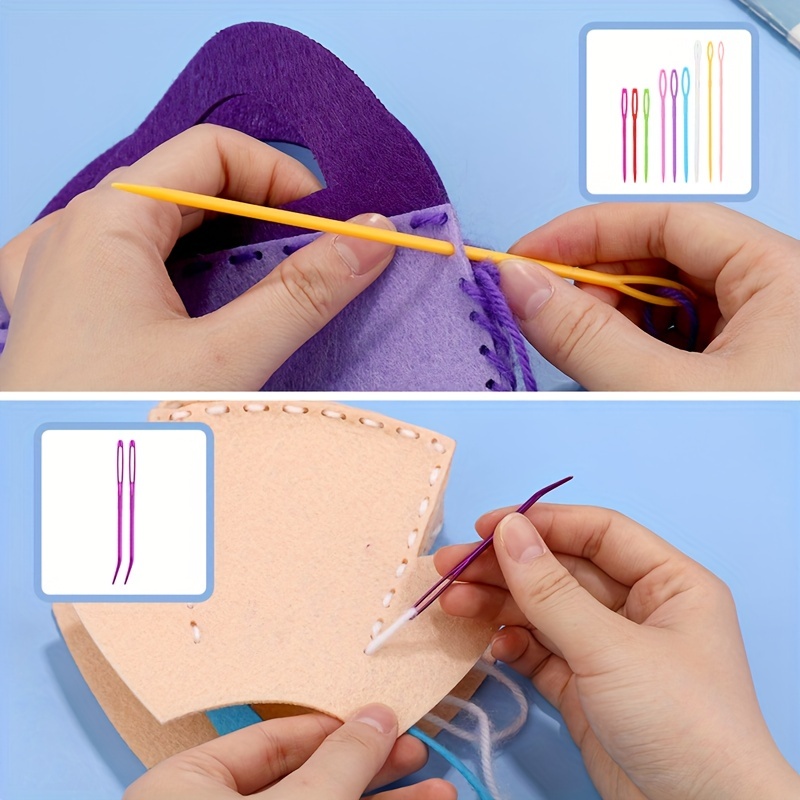 Plastic Large Eye Sewing Needles Set with Storage Box for Crafting