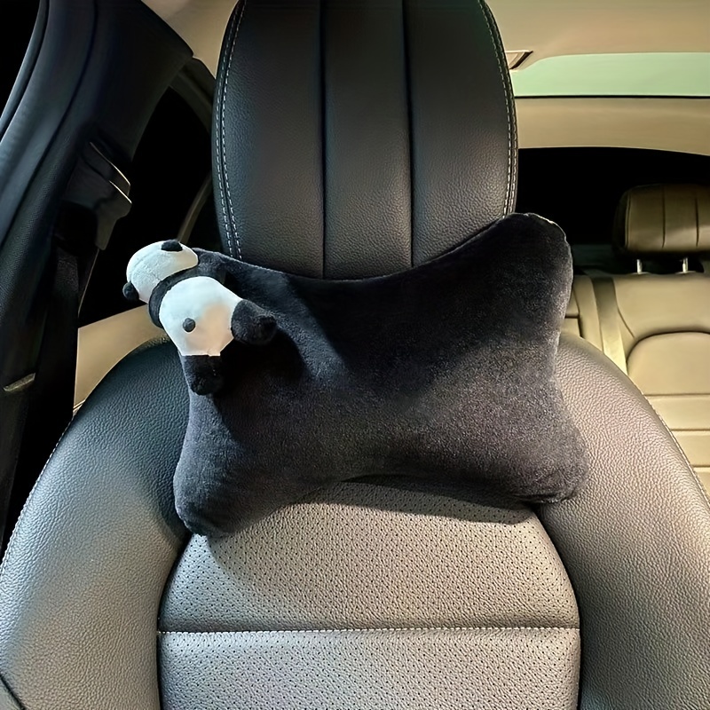 Niedliche Cartoon Panda Puppe Eis Seide Universal Auto Lenkrad abdeckungen  Sets Auto Interieur Zubehör Sitz Kopfstütze Nacken kissen