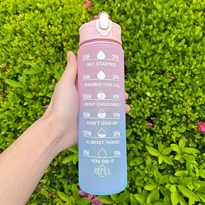 Cute Ombre Color Motivational Water Bottle With Straw - Temu