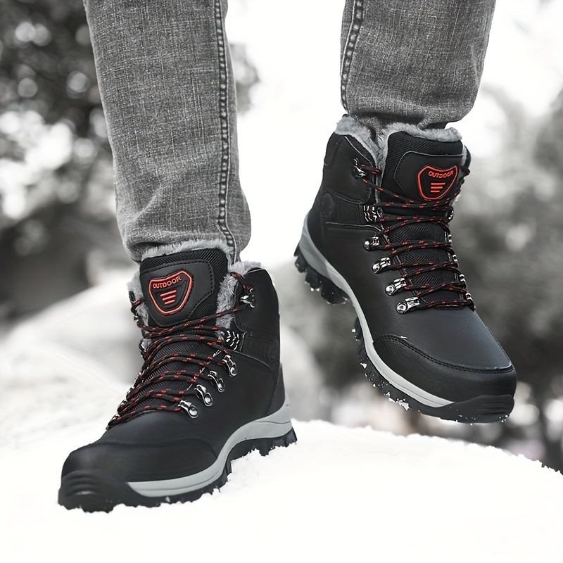 Mens Winter Boots Pu Leather Sneakers Snow Boots Hiking Boots More Non Slip  High Top - Sports & Outdoors - Temu