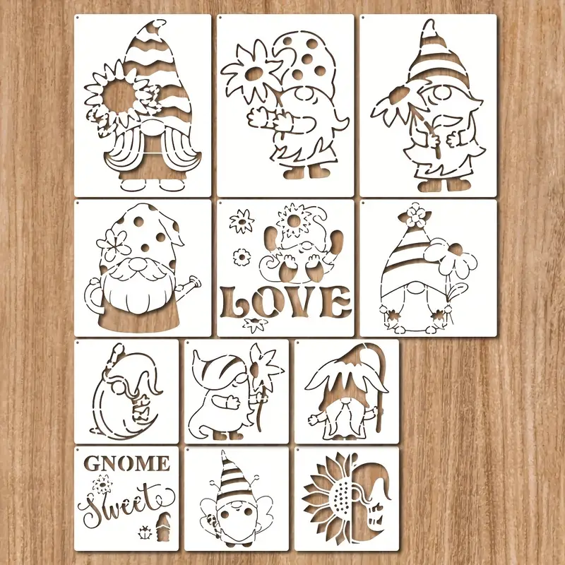 Gnome Stencil Template Reusable Gnomes With Sunflower - Temu