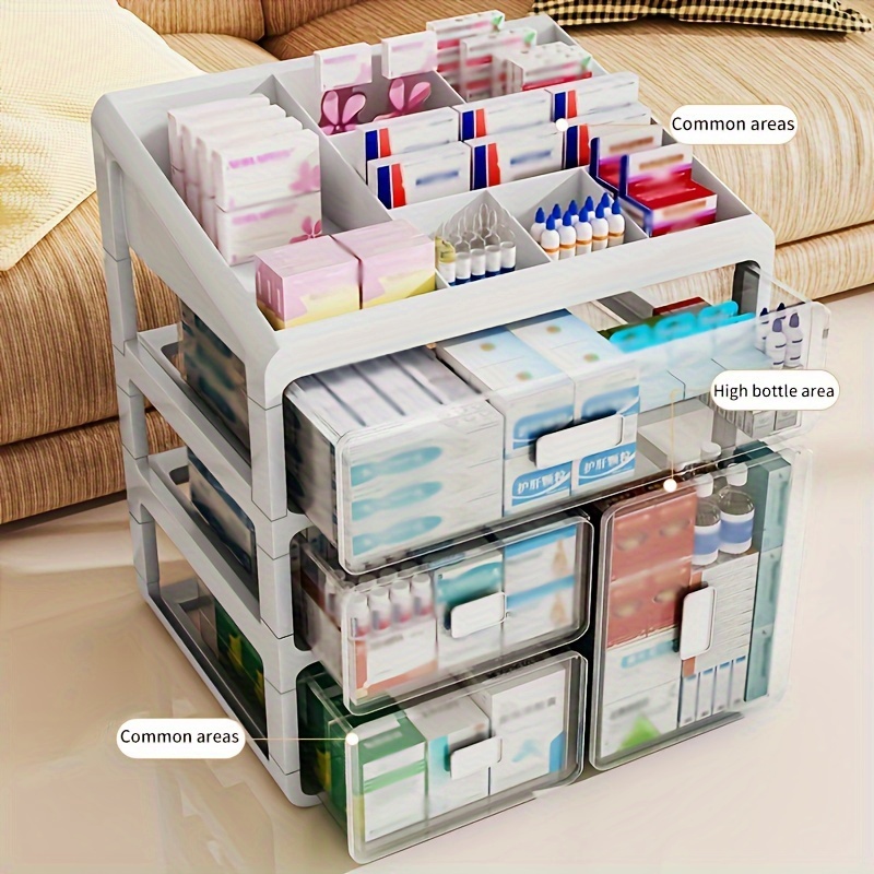 Medicine Box, Crafts Artwork Storage Box, Household Multi-layer Storage Box,  Plastic Drawer Type Storage Container, Family Super Large Capacity Medical  Storage Cabinet, Standby Medical Support Box, Three-layer/four-layer, Home  Organization Art Supplies 