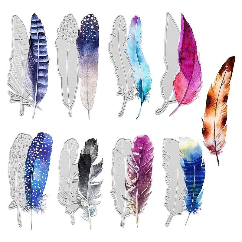 

9 Pcs/set Feather Metal Cutting Dies For Card Making,wedding Birthday Party Decorative Embossing Stencil,die Cuts Craft Paper Scrapbooking Supplies,bookmark Dies