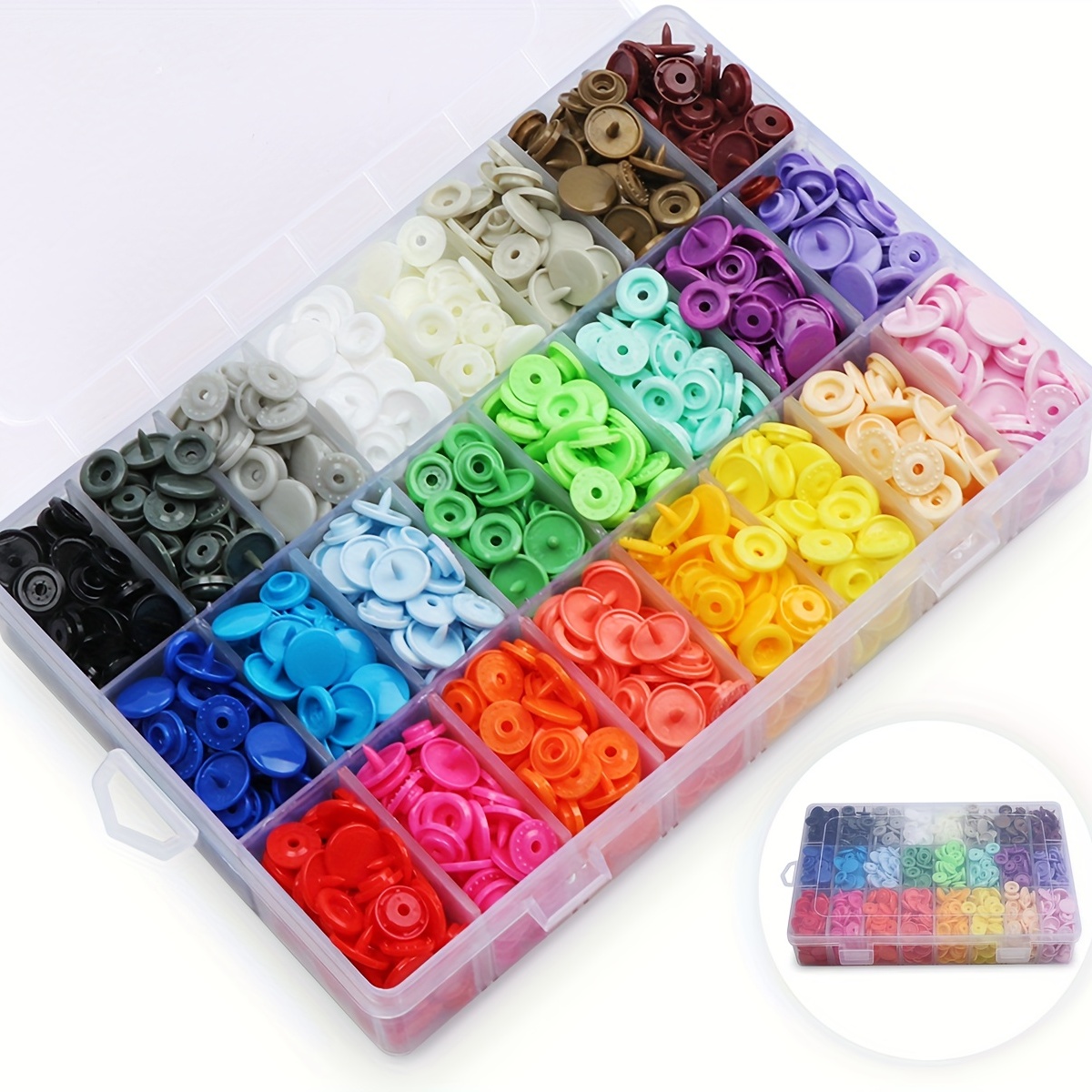 

408 Sets Plastic Snap Buttons, No-sew Snaps With Organizer Storage Case