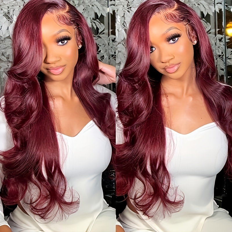 Super Long 13x6 Lace Box Braided Frontal Wigs Burgundy 99J