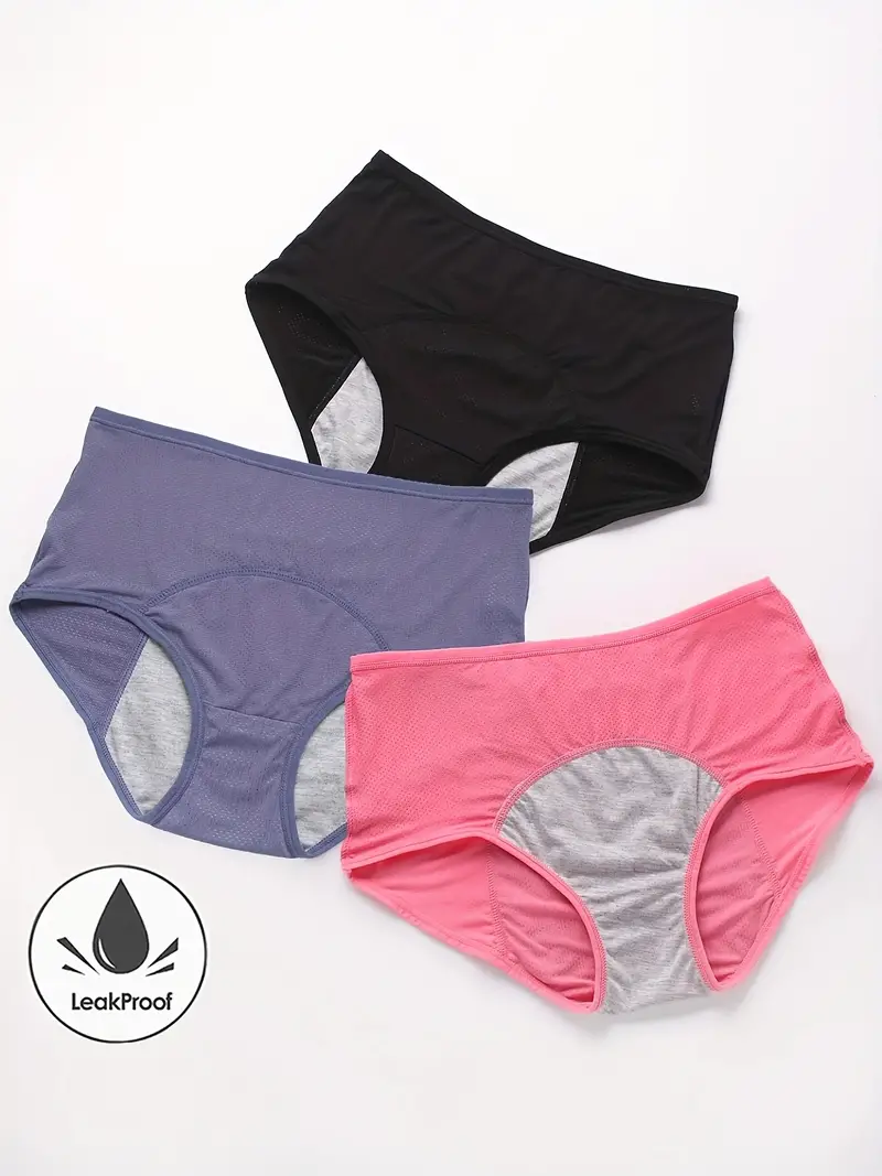 3pcs Mesh Elastic Period Panties, Comfy & Breathable Leak Proof  Physiological Panties, Women's Lingerie & Underwear