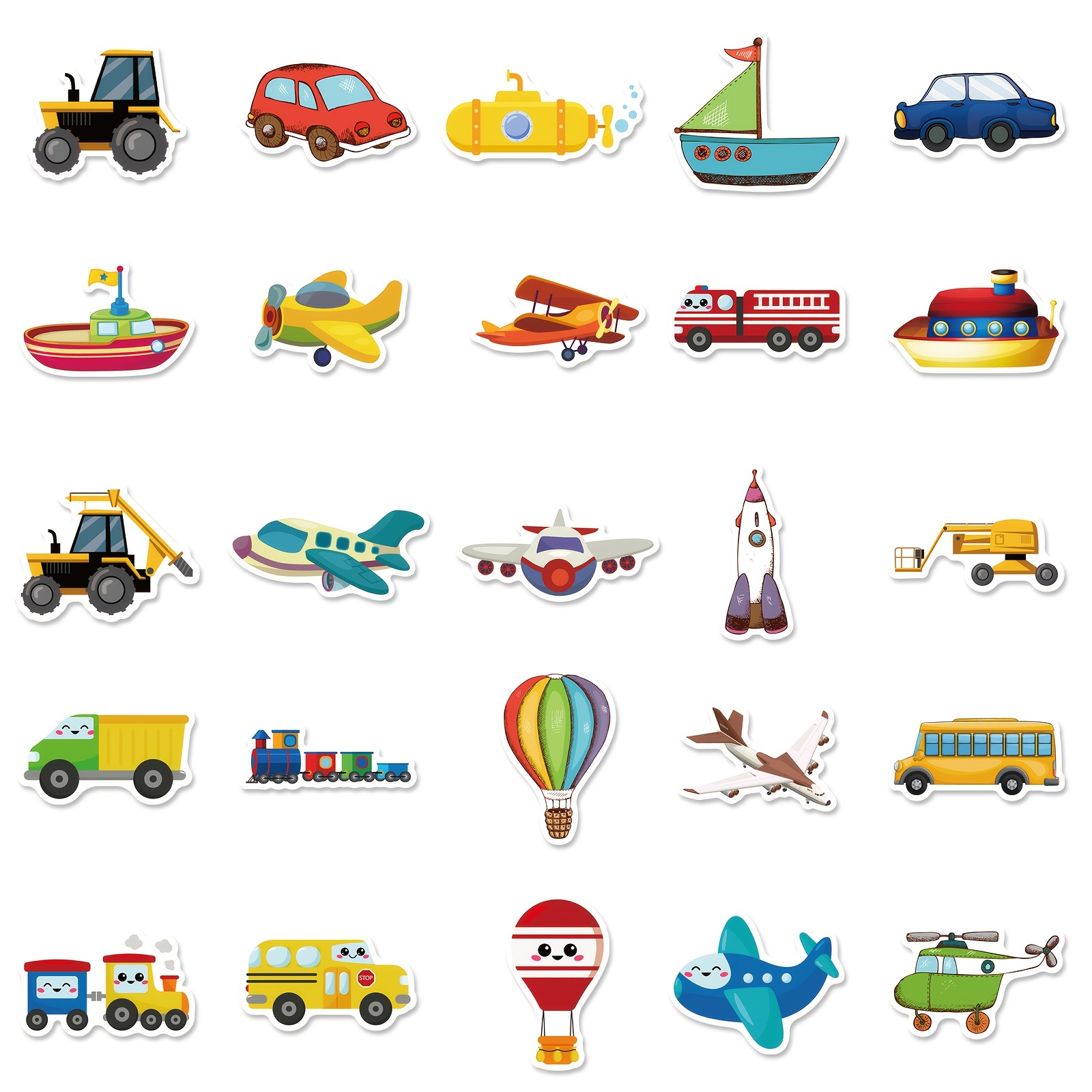 100pcs Cartoon Airplane Transportation Tool Stickers, Creative Cool Cute  Cartoon Transportation Tool Helicopter Car Wheel Boat DIY Stickers