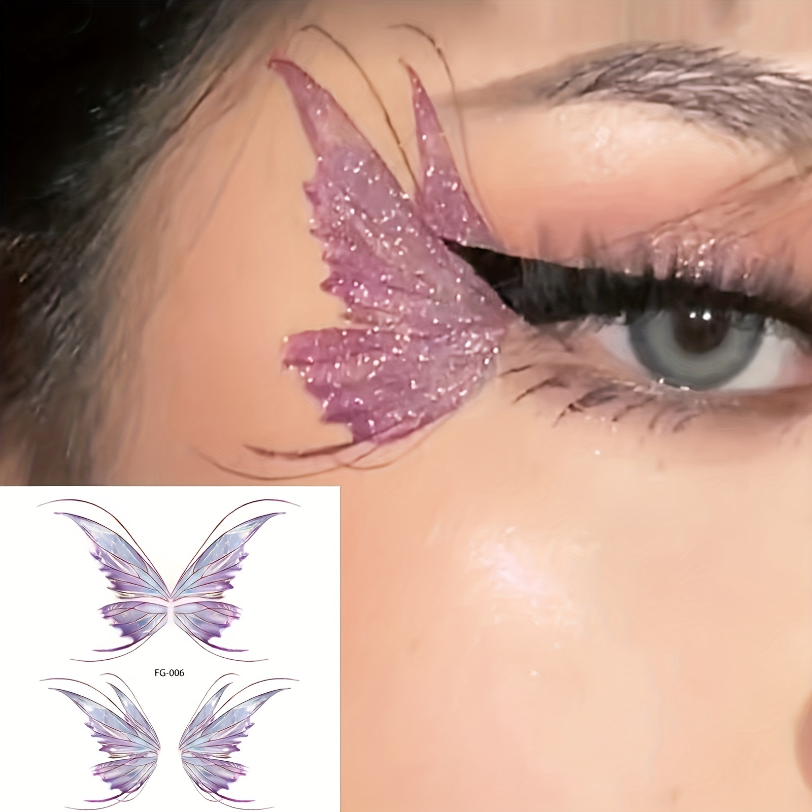 Schmetterling Gesicht Tattoo Aufkleber temporäre / Glitzer Augen