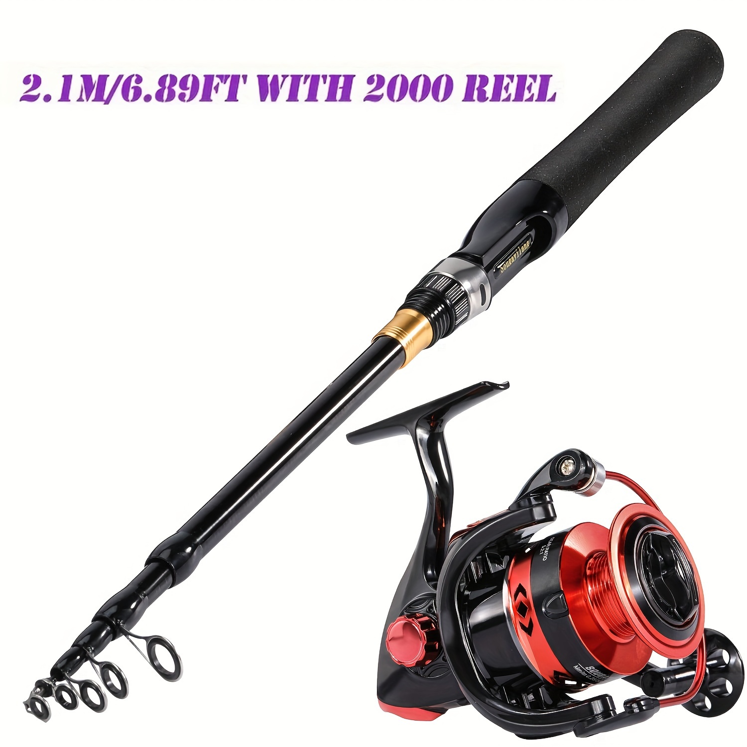 Sougayilang Telescopic Fishing Rod Reel Combos with Carbon Fiber Fishing Pole Spinning Reels and Fishing Accessories for Travel Ocean Saltwater