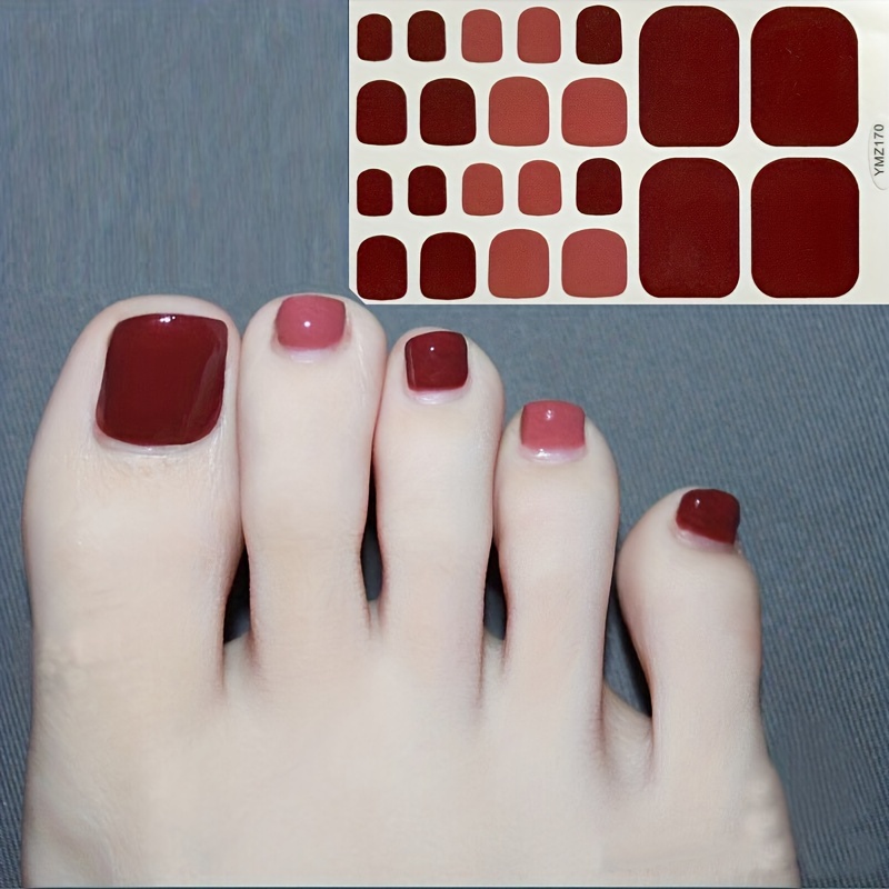 Waterproof Toenail Stickers Solid Wraps Self Adhesive Polish Gel Strips